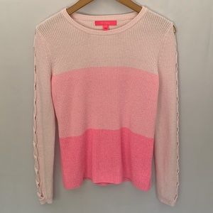 RARE Lilly Pulitzer Cortina Stripe Sweater Pink Ombré Cotton Top Size Small
